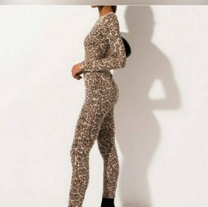 Akira Cheetah Bodycon Jumpsuit Size L